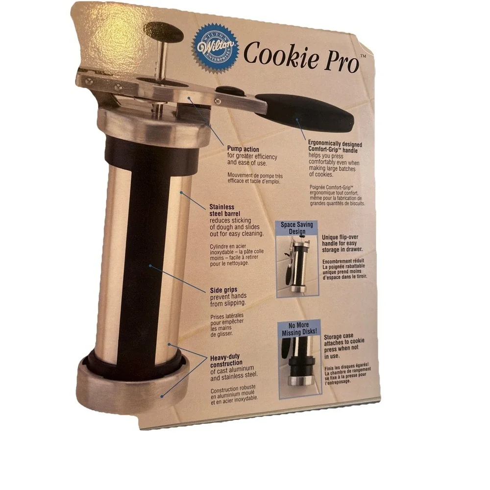 Vintage Wilton Cookie Pro Press 10 Decorating Disks Comfort Grip Heavy Duty